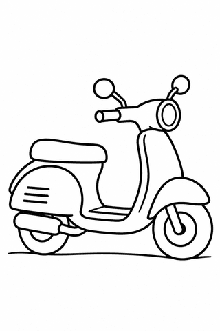 Motorrad Ausmalbild: Kleiner Motorroller
