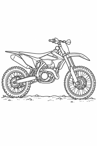 Motorrad Ausmalbild: Motocross-Maschine von der Seite