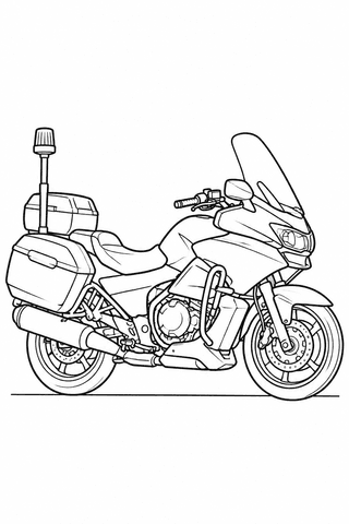 Motorrad Ausmalbild: Polizeimotorrad mit Blaulicht