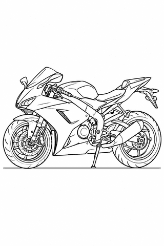 Motorrad Ausmalbild: Sport-Rennmaschine von der Seite