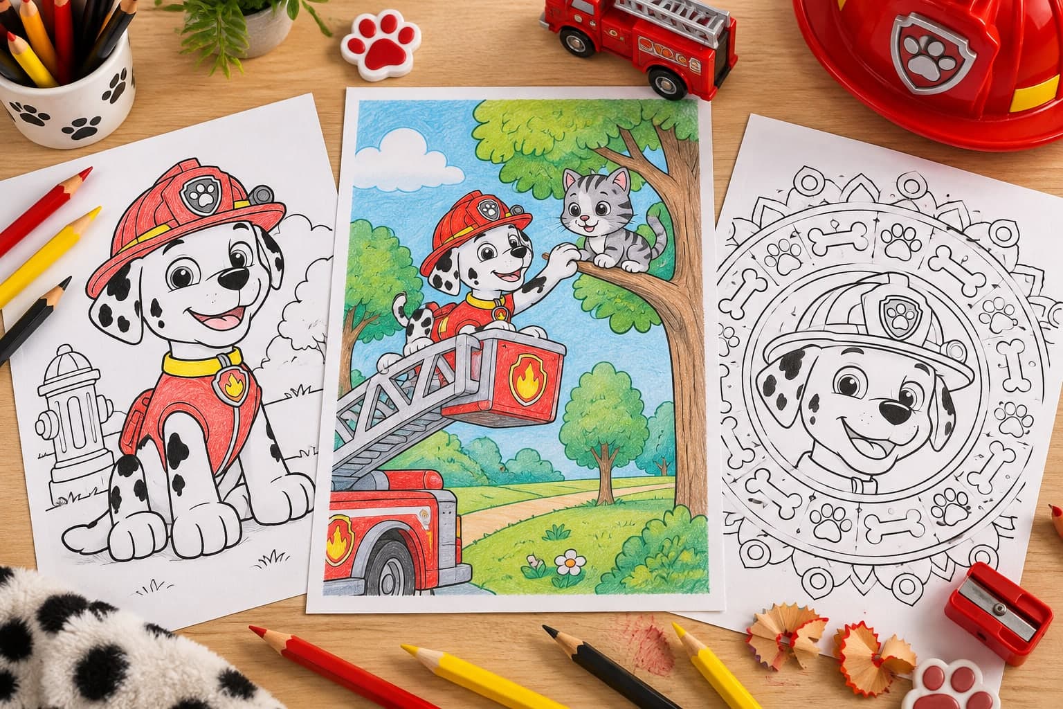 Titelbild: Paw Patrol Marshall: Feuerwehrhund-Ausmalbilder zum Drucken