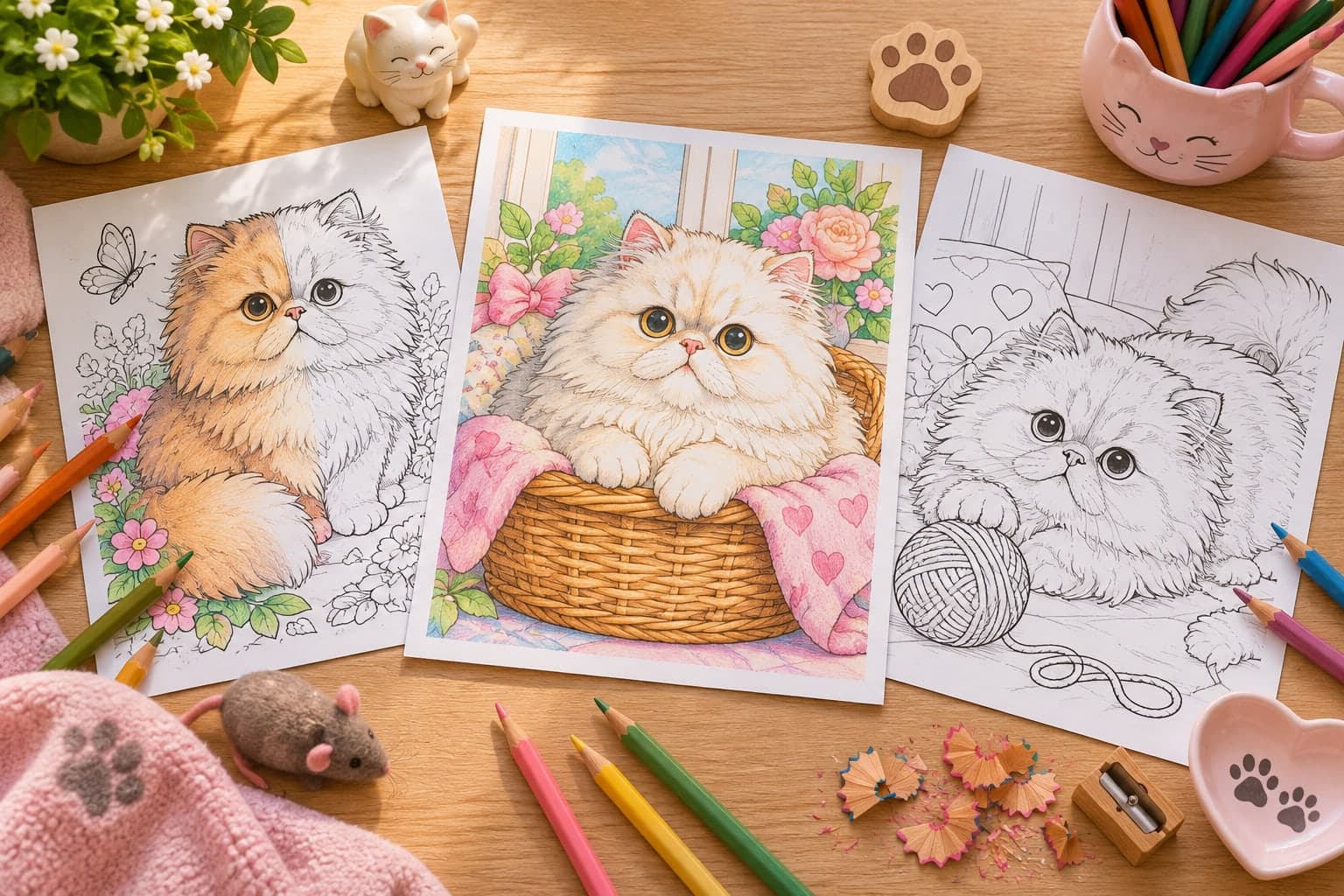 Titelbild: Perserkatze Ausmalbilder: Kreative Malvorlagen für Katzenliebhaber in der Katzenrassen-Welt