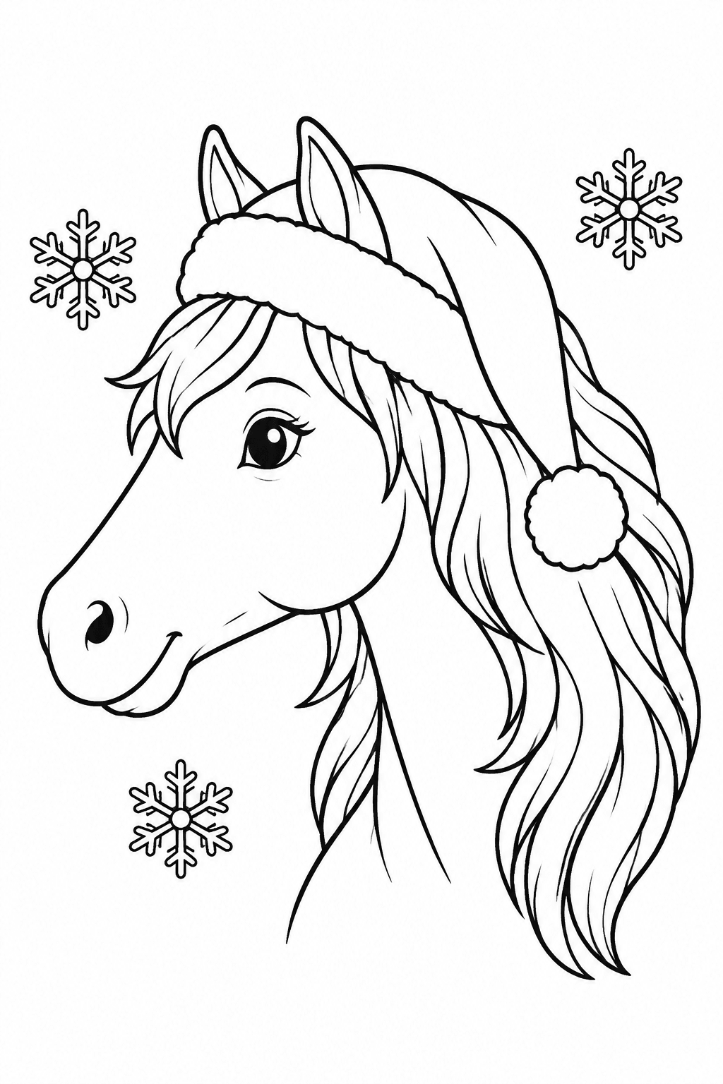 Pferd mit Zipfelmütze als Ausmalbild