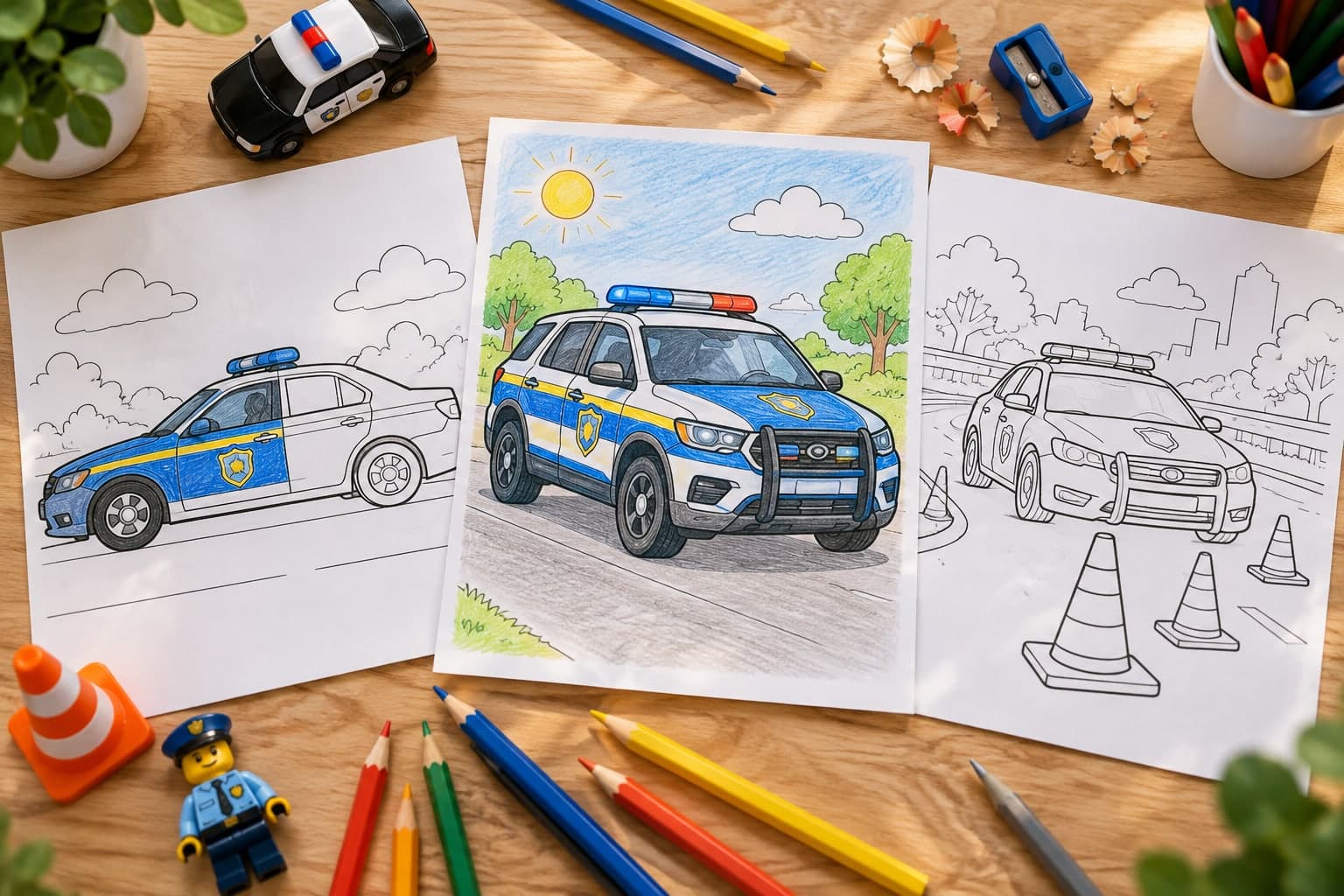 Titelbild: Polizeiauto Ausmalbilder kostenlos ausdrucken