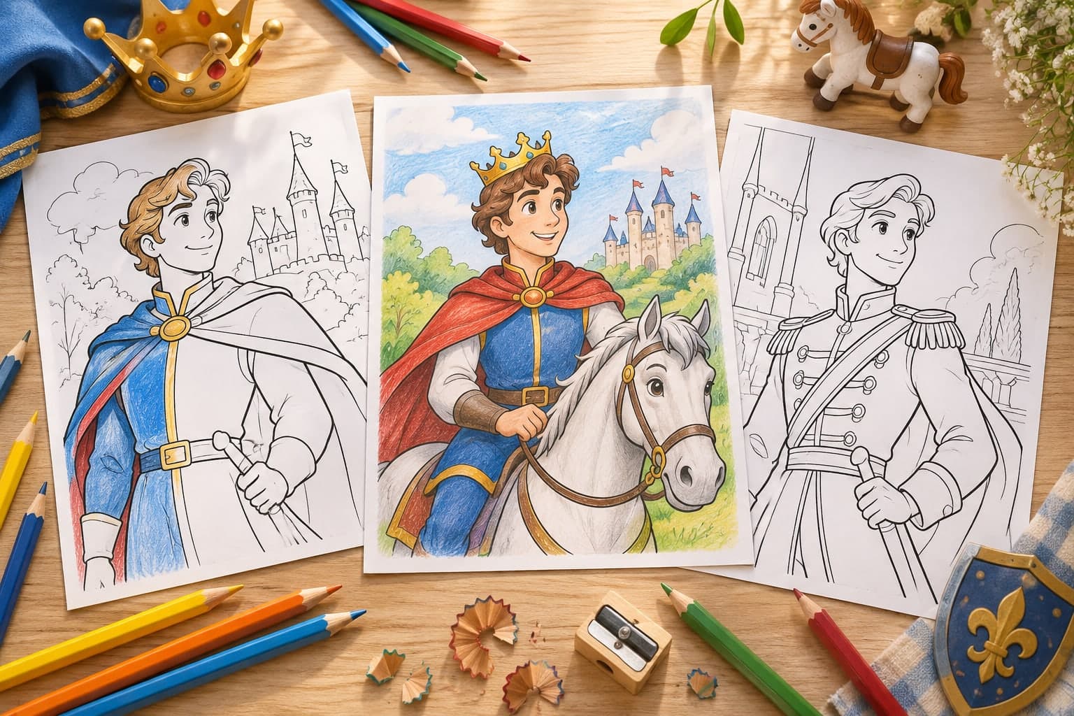 Titelbild: Prinz Ausmalbilder von bekannten Märchenfiguren – Kostenlos zum Ausdrucken