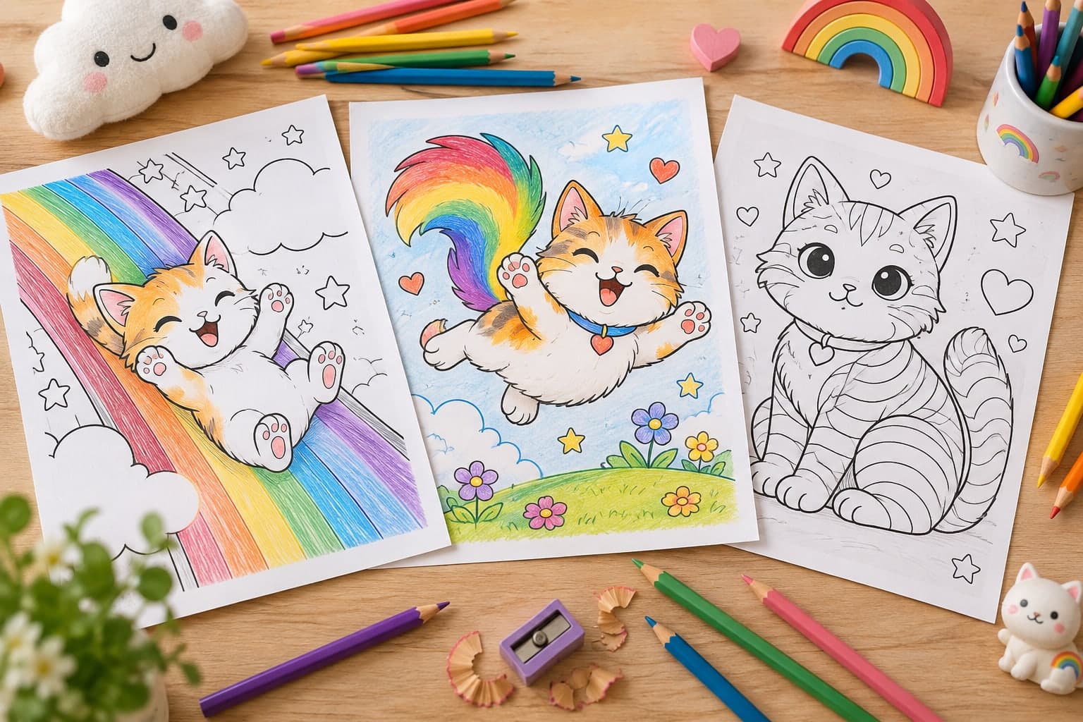 Titelbild: Regenbogen-Katze: Ausmalbilder in allen Farben