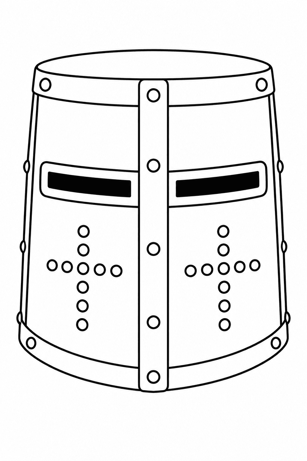 Topfhelm mit Sehschlitzen als Ausmalbild