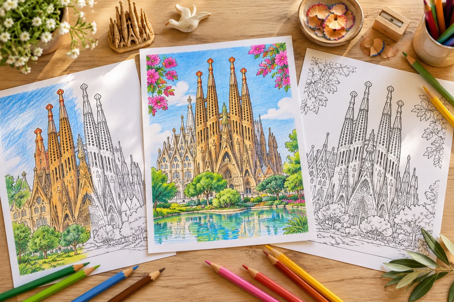 Titelbild: Sagrada Familia Ausmalbilder: Kreative Motive aus berühmte Städte