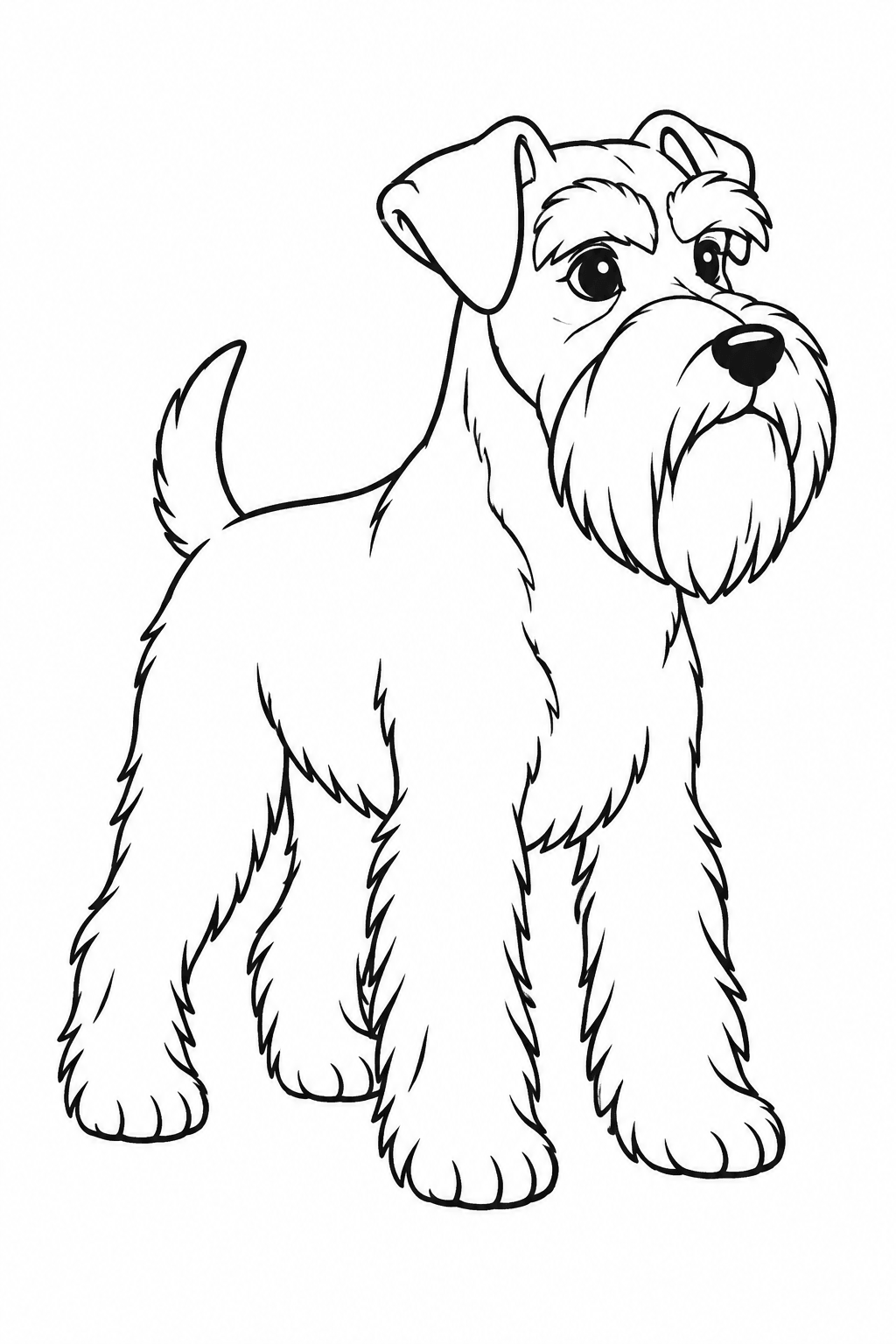 Schnauzer mit Bart im Porträt als Ausmalbild