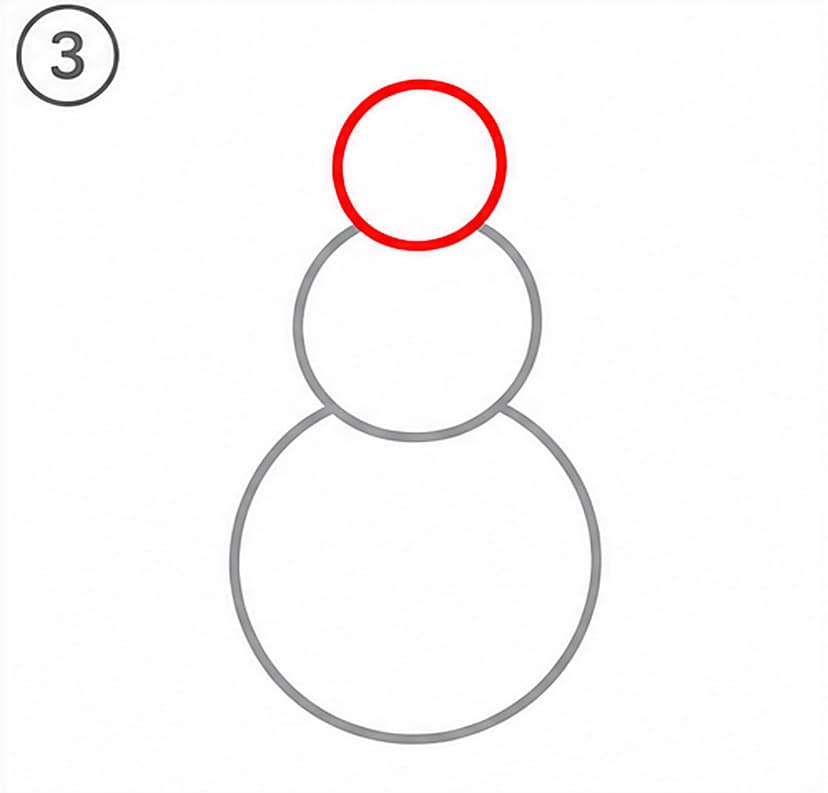 Schneemann malen einfach, Schritt 3 von 6