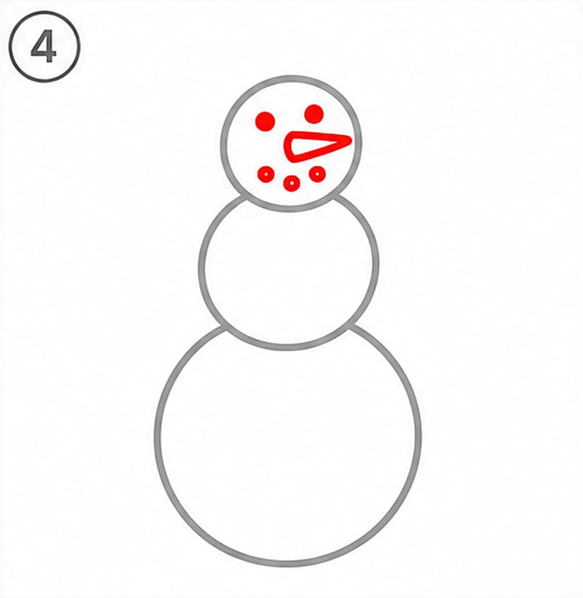 Schneemann malen einfach, Schritt 4 von 6