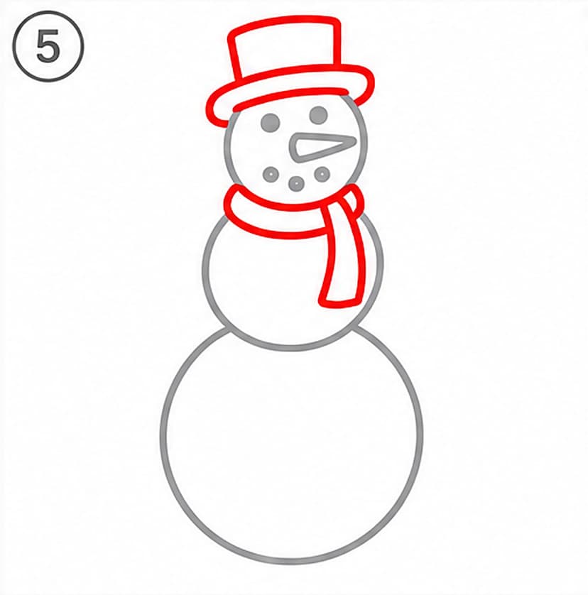 Schneemann malen einfach, Schritt 5 von 6