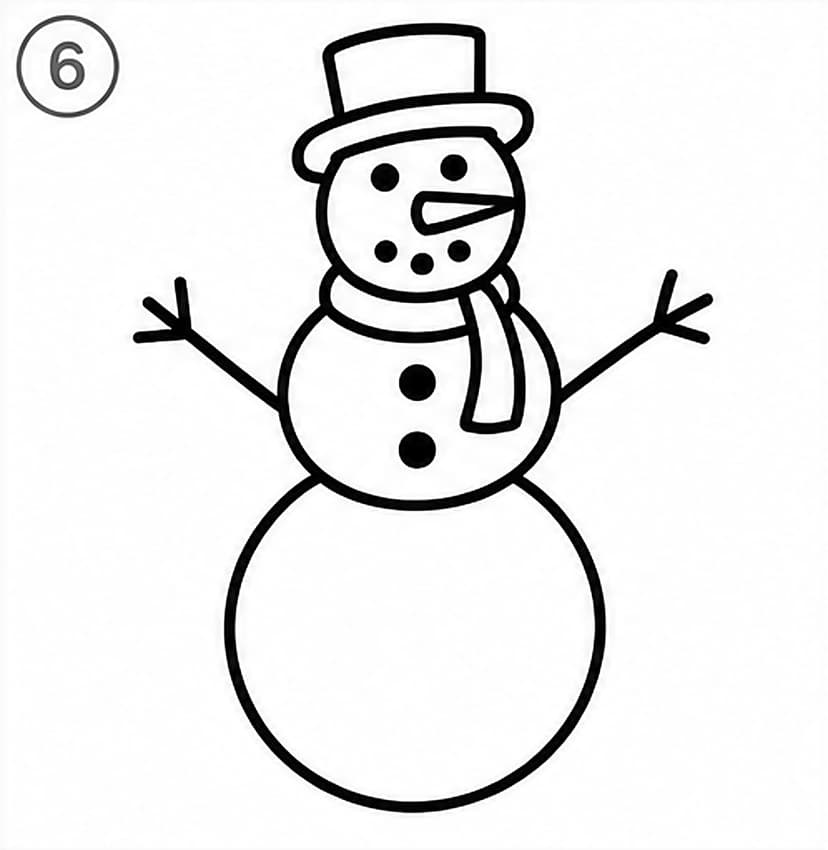 Schneemann malen einfach, Schritt 6 von 6