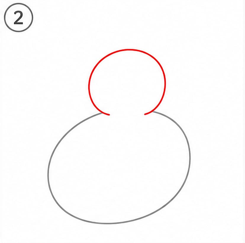 Schneemann malen für Größere, Schritt 2 von 6