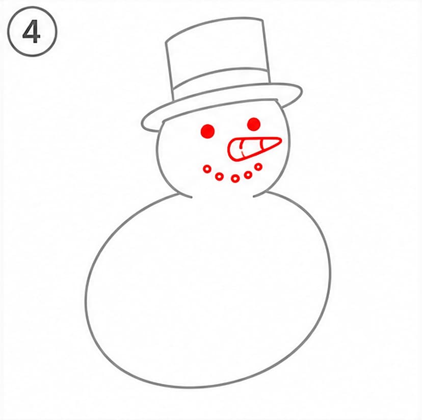 Schneemann malen für Größere, Schritt 4 von 6