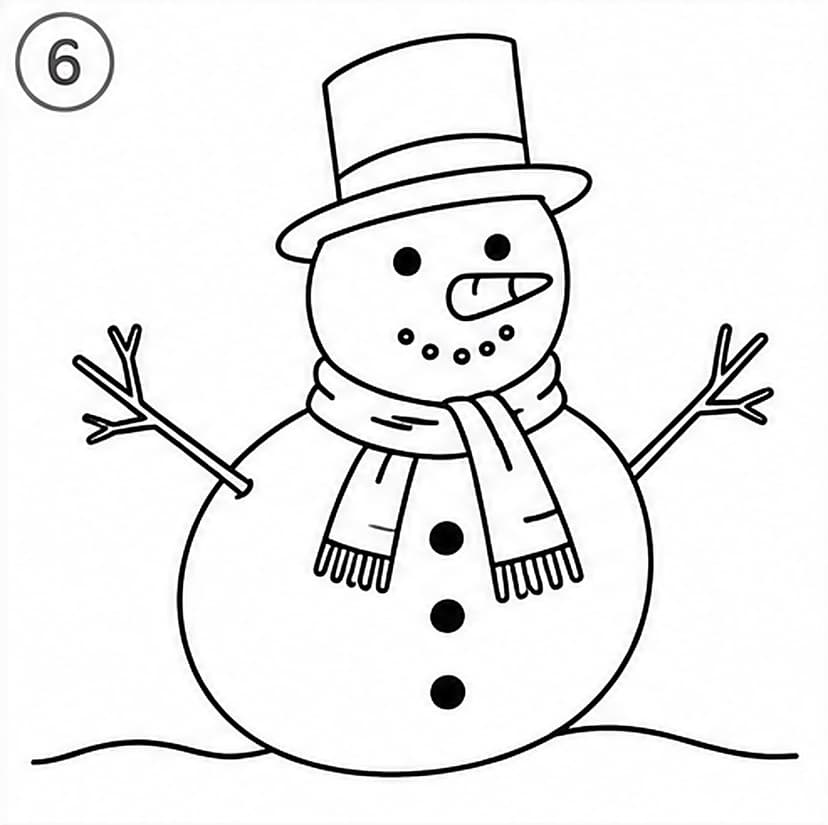 Schneemann malen für Größere, Schritt 6 von 6