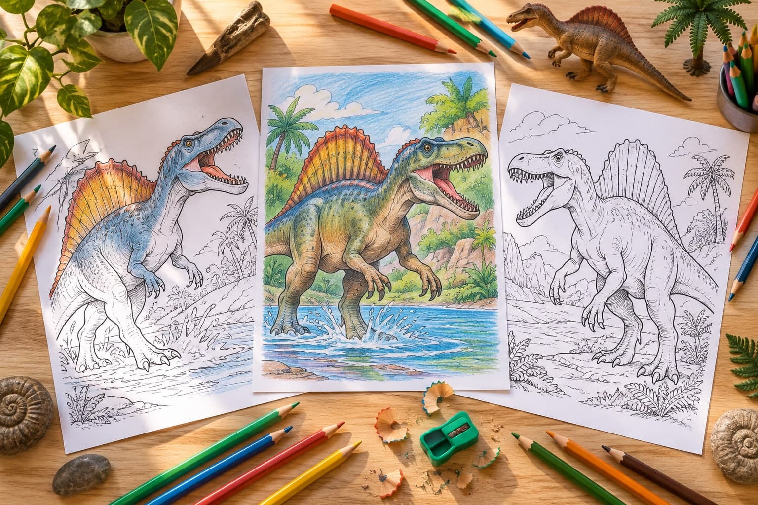 Titelbild: Spinosaurus Ausmalbilder: Kreative Dinosaurier-Malvorlagen für dich
