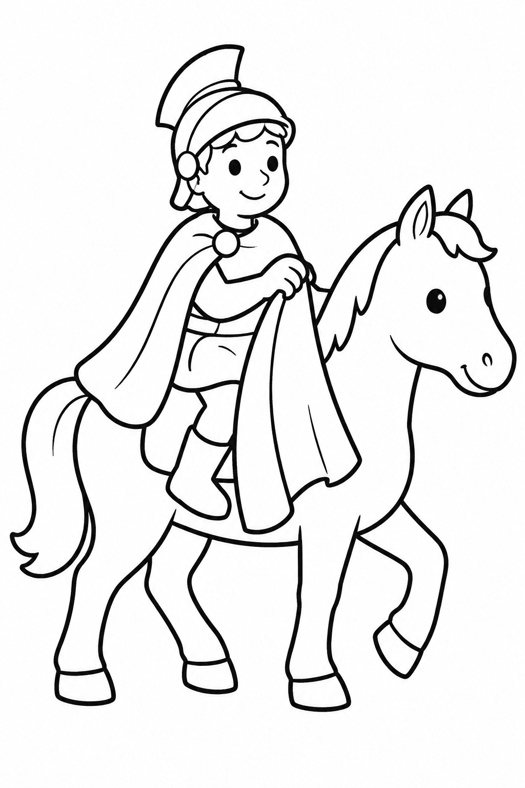 St. Martin auf dem Pferd, ganz einfach als Ausmalbild