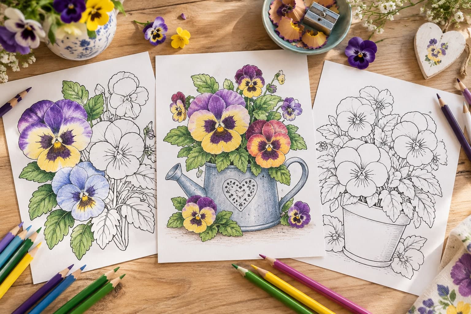 Titelbild: Stiefmütterchen Ausmalbilder: Kreative Blumen-Malvorlagen für dich