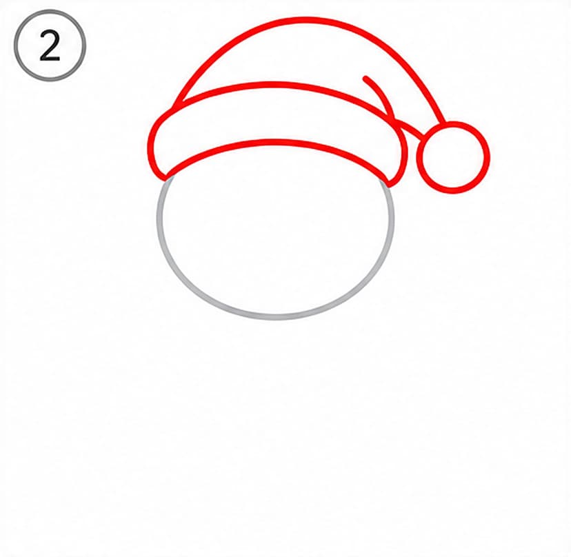 Weihnachtsmann malen einfach, Schritt 2 von 6