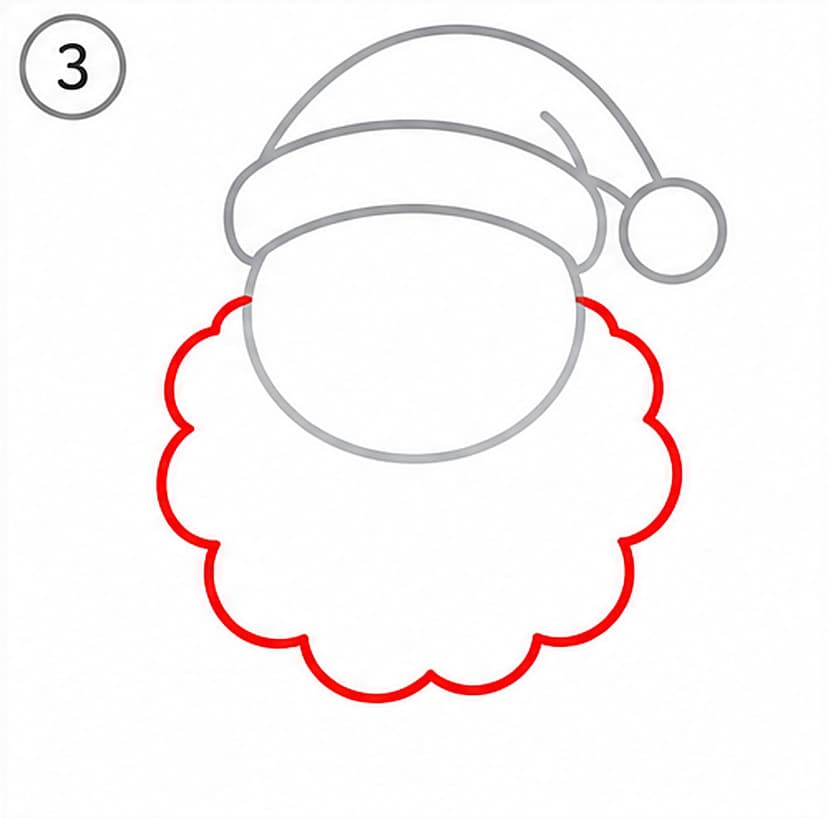 Weihnachtsmann malen einfach, Schritt 3 von 6