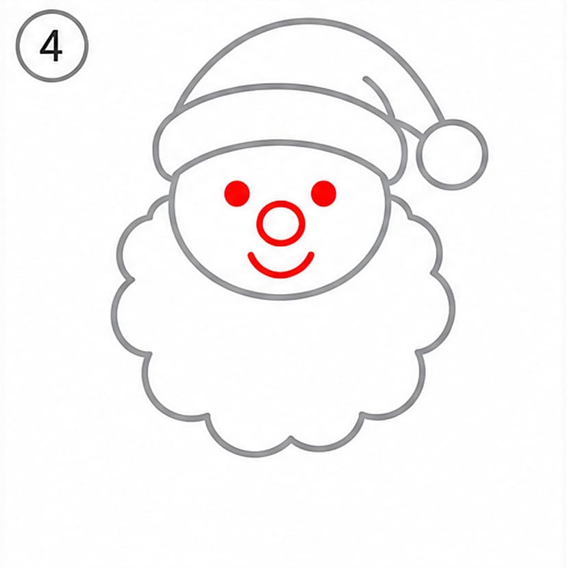 Weihnachtsmann malen einfach, Schritt 4 von 6