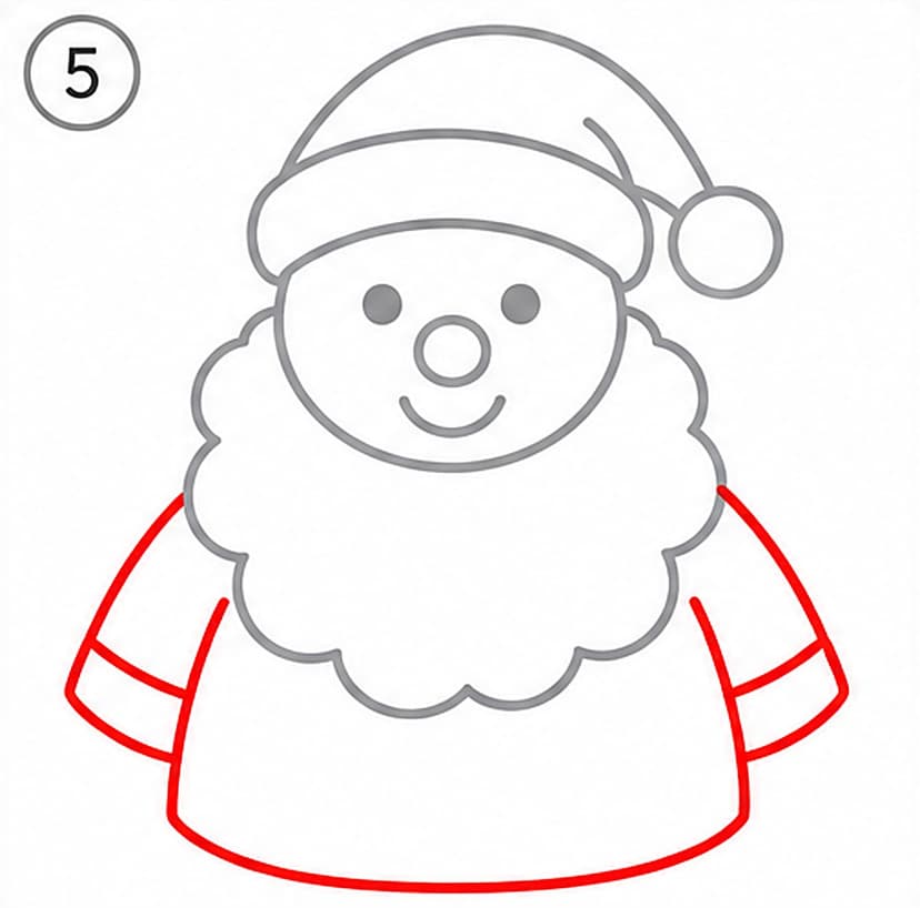 Weihnachtsmann malen einfach, Schritt 5 von 6