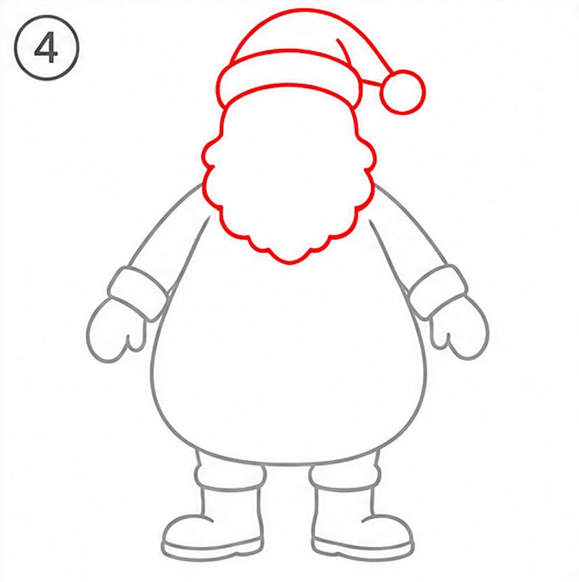 Weihnachtsmann malen für Größere, Schritt 4 von 6