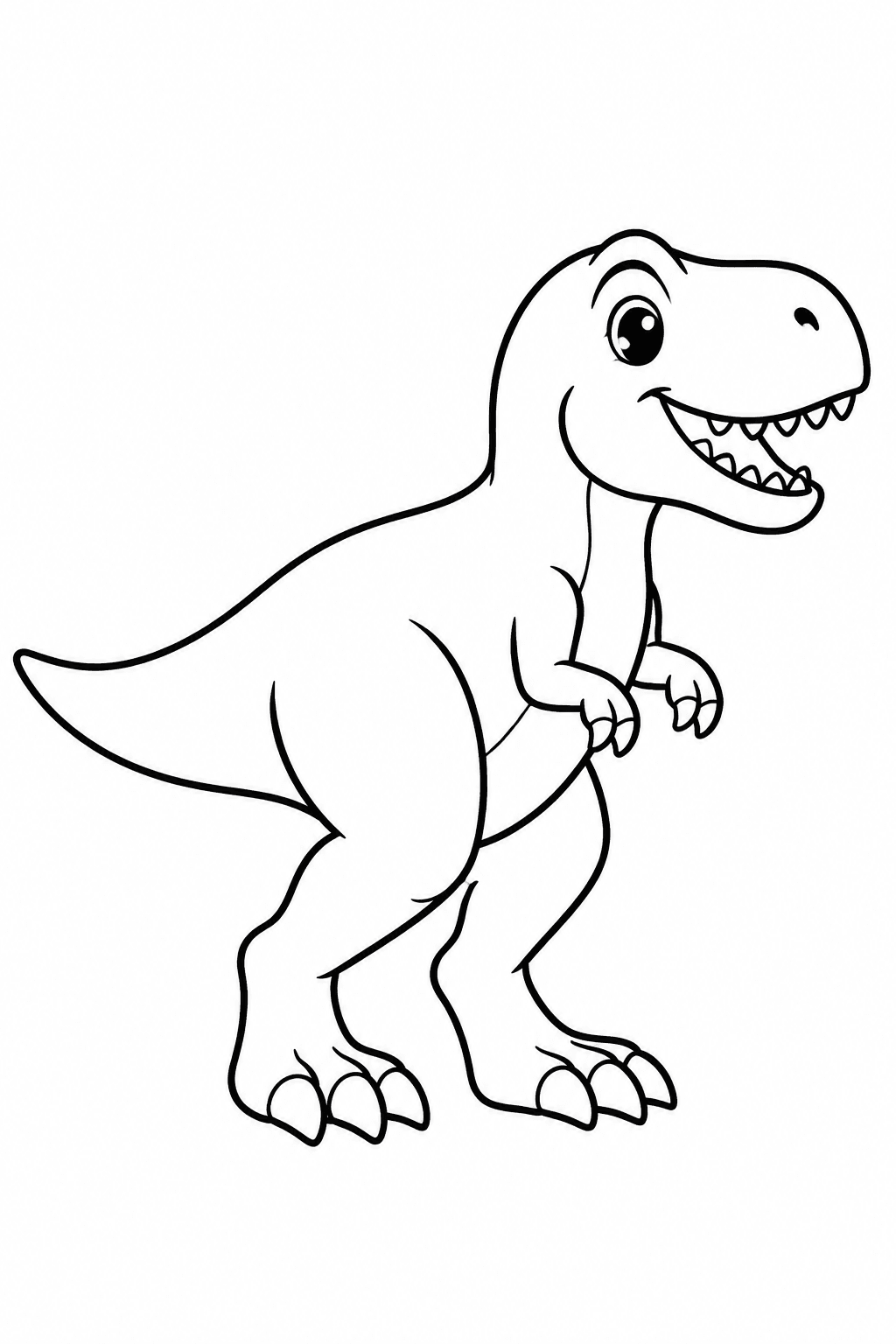 Einfacher freundlicher T-Rex mit großen Ausmalflächen