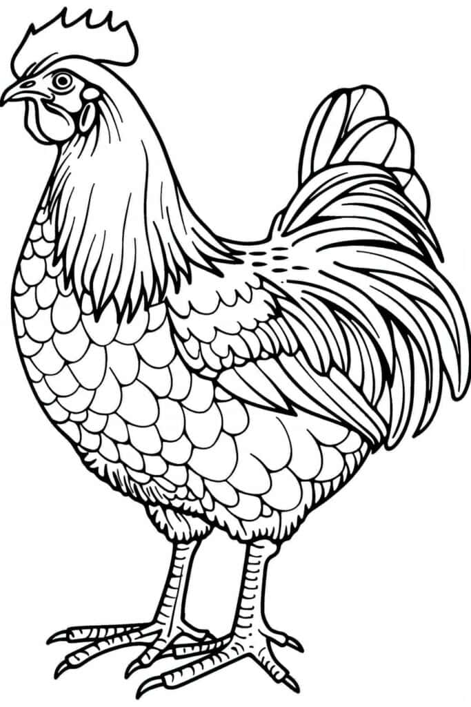 Hübsche Ausmalbilder mit Huhn Motiven für kleine Bauernhoftier-Fans