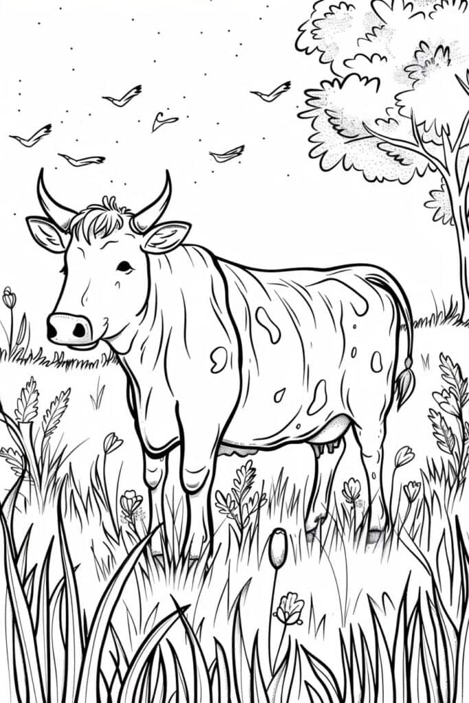 Kostenlose Ausmalbilder von Kühen – Fantasievolle Malvorlagen für Bauernhoftiere