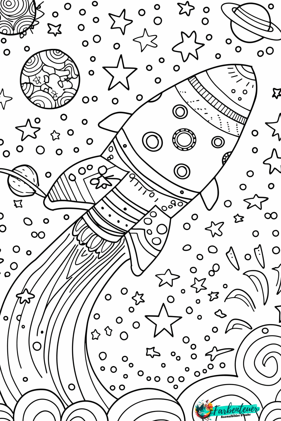 Raketen Ausmalbild 2