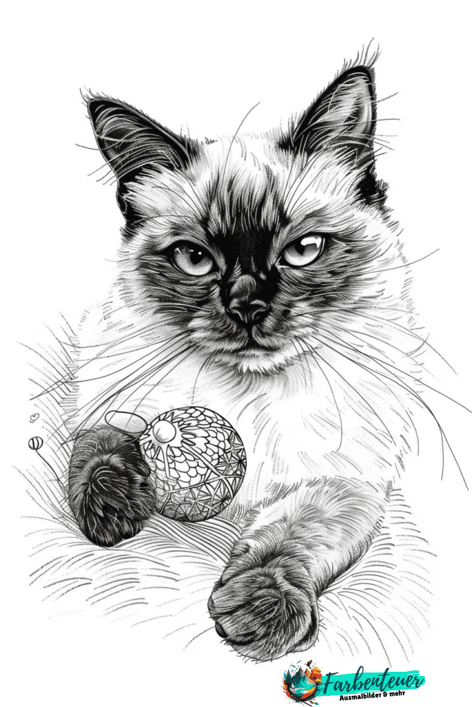 Siamkatze Ausmalbild: Kreative Malvorlagen für Katzenrassen-Fans