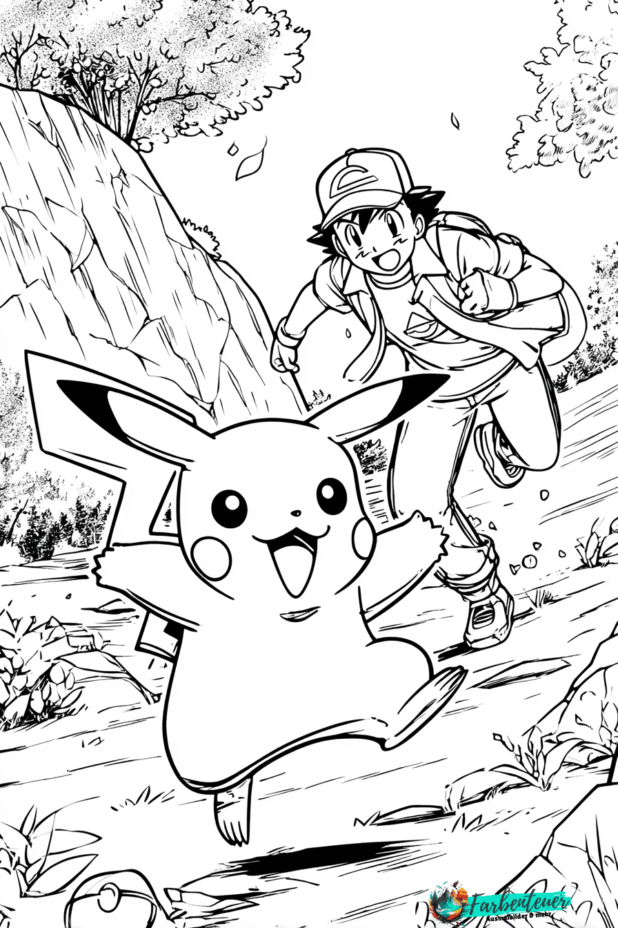 Pikachu mit Trainer Ausmalbild 10