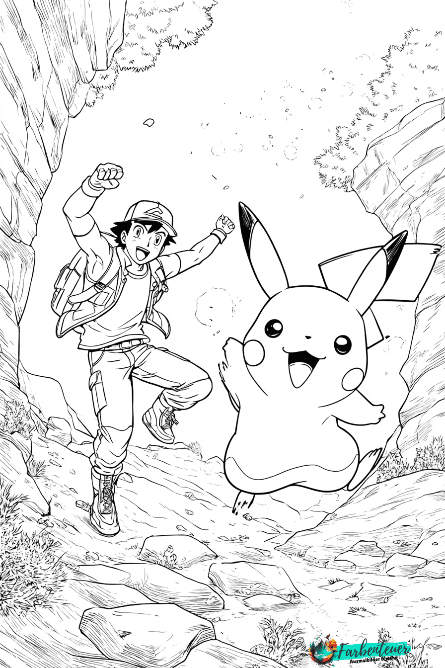 Pikachu mit Trainer Ausmalbild 11